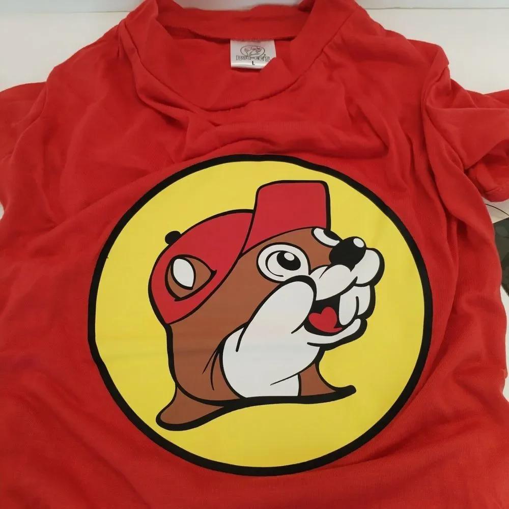 Buc-cee's Pet Essentials Dog‎ T-Shirt Large Red Beaver Logo Puppy Gas Station
